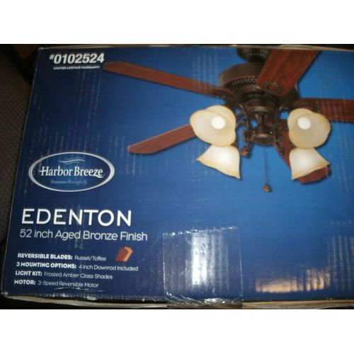  Harbor Breeze 52-in Edenton Aged Bronze Ceiling Fan with Light Kit Item#102524 Model# L2B1 UPC# 803390601433