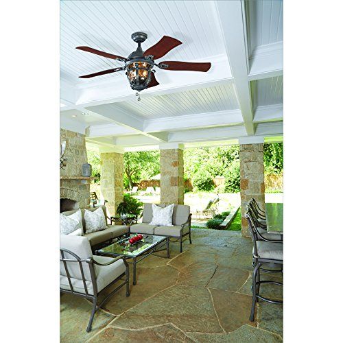  Harbor Breeze Lake Placido 52-in Aged Iron Outdoor Downrod or Flush Mount Ceiling Fan with Light Kit