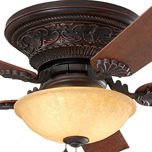  Harbor Breeze Lynstead 52-in Specialty bronze Indoor Flush Mount Ceiling Fan with Light Kit