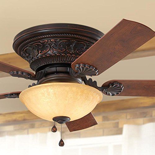  Harbor Breeze Lynstead 52-in Specialty bronze Indoor Flush Mount Ceiling Fan with Light Kit