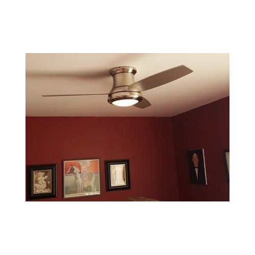  Harbor Breeze Sail Stream 52-in Brushed Nickel Flush Mount Indoor Ceiling Fan with Light Kit and Remote (3-Blade)