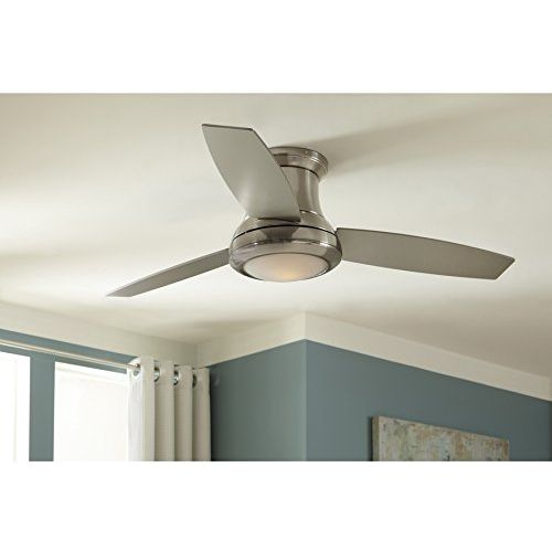  Harbor Breeze Sail Stream 52-in Brushed Nickel Flush Mount Indoor Ceiling Fan with Light Kit and Remote (3-Blade)