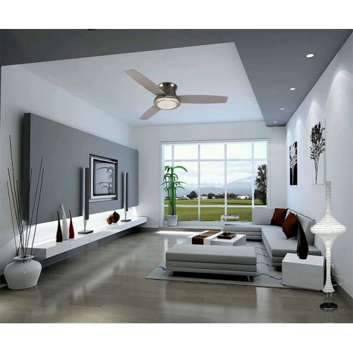  Harbor Breeze Sail Stream 52-in Brushed Nickel Flush Mount Indoor Ceiling Fan with Light Kit and Remote (3-Blade)