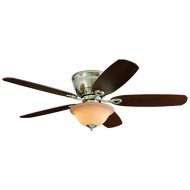 Harbor Breeze PAWTUCKET 52-in Brushed Nickel Flush Mount Indoor Ceiling Fan with Light and Remote