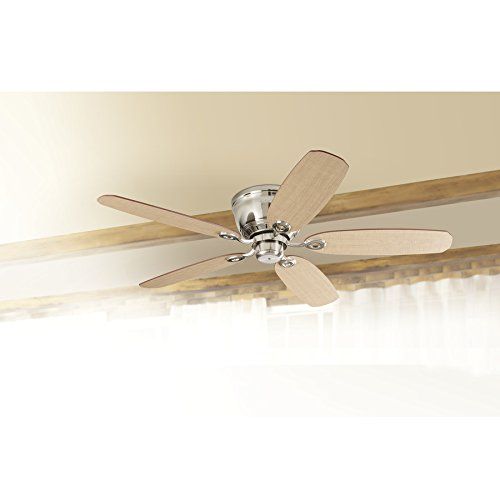  Harbor Breeze PAWTUCKET 52-in Brushed Nickel Flush Mount Indoor Ceiling Fan with Light and Remote