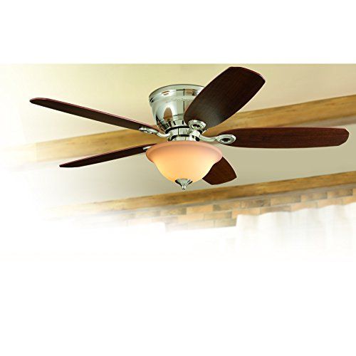  Harbor Breeze PAWTUCKET 52-in Brushed Nickel Flush Mount Indoor Ceiling Fan with Light and Remote