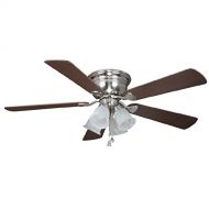 Harbor Breeze Centerville 52-in Brushed Nickel Flush Mount Indoor Ceiling Fan with Light Kit