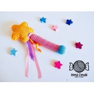 /HardCandyGift Crochet Magic Star Wand Rattle - Baby Rattle - Star Wand - Princess wand - Fairy Wand - must have item for the baby girl