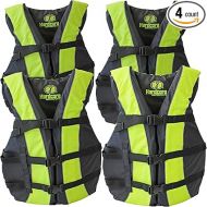 Hardcore Life Jacket 4 Pack Paddle Vest for Adults; Coast Guard Approved Type III PFD Life Vest Flotation Device; Jet ski, Wakeboard, Hardshell Kayak Life Jacket; Ideal Extra Pontoon Boat Life Jacket