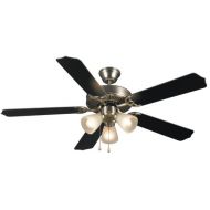 Hardware House 415935 Paladuim Flush-Mount 52-Inch 5-Blade Ceiling Fan with Optional Light Fixture, Satin Nickel