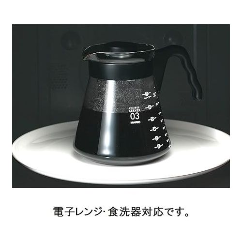  Hario V60 Glass Coffee Server Pour Over Carafe Microwave Safe 1000mL, Black