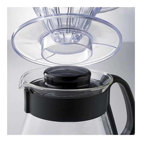  Hario V60 Glass Range Coffee Server Pour Over Carafe Microwave Safe 800mL, Black