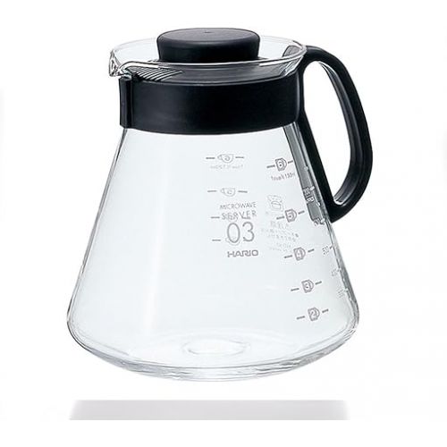  Hario V60 Glass Range Coffee Server Pour Over Carafe Microwave Safe 800mL, Black