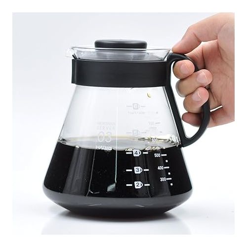  Hario V60 Glass Range Coffee Server Pour Over Carafe Microwave Safe 800mL, Black