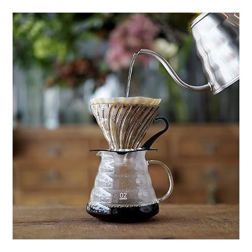  Hario V60 Glass Coffee Dripper, Size 02, Black