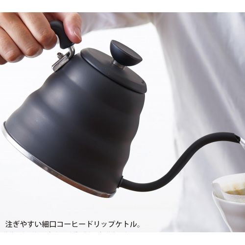  Hario V60 Buono Teekanne, Glas, schwarz