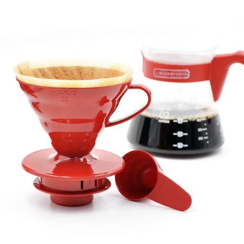  Hario V60 Coffee Server 02 Set R VCSD-02R (Japan Import), Glas, rot 17,3 x 24,5 x 13 cm