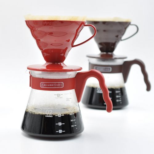  Hario V60 Coffee Server 02 Set R VCSD-02R (Japan Import), Glas, rot 17,3 x 24,5 x 13 cm