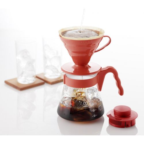  Hario V60 Coffee Server 02 Set R VCSD-02R (Japan Import), Glas, rot 17,3 x 24,5 x 13 cm