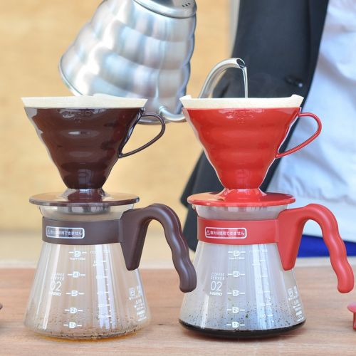  Hario V60 Coffee Server 02 Set R VCSD-02R (Japan Import), Glas, rot 17,3 x 24,5 x 13 cm