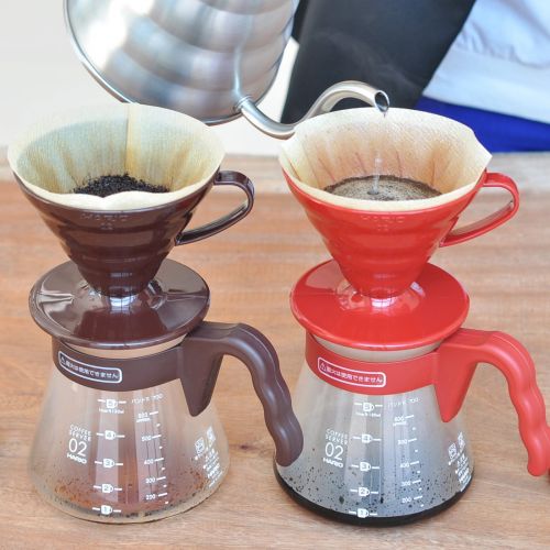  Hario V60 Coffee Server 02 Set R VCSD-02R (Japan Import), Glas, rot 17,3 x 24,5 x 13 cm