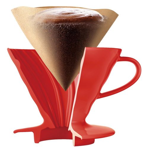  Hario VDC-01R V60 Kaffeefilterhalter Porzellan- Groesse 01/1-2 Tassen, rot