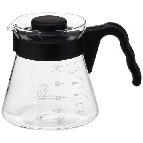  Hario V60 Size 02 Pour Over Starter Set with Dripper, Glass Server, Scoop and Filters, Black