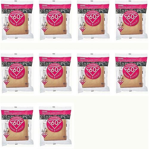  10Set X Hario 02 100-Count Coffee Natural Paper Filters, 10 Pack Value Set (Total of 1000 Sheets) by Hario