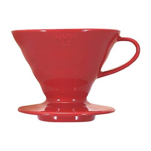  Hario V60 Ceramic Coffee Dripper Pour Over Cone Coffee Maker Size 02, Red