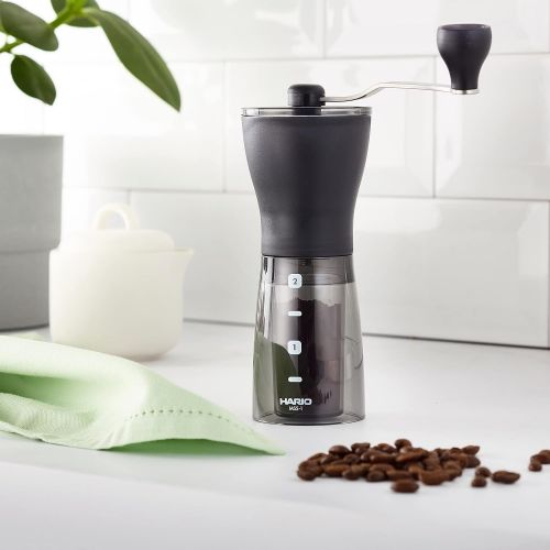  Hario Ceramic Coffee Mill - Mini-Slim Plus Manual Coffee Grinder 24g Coffee Capacity