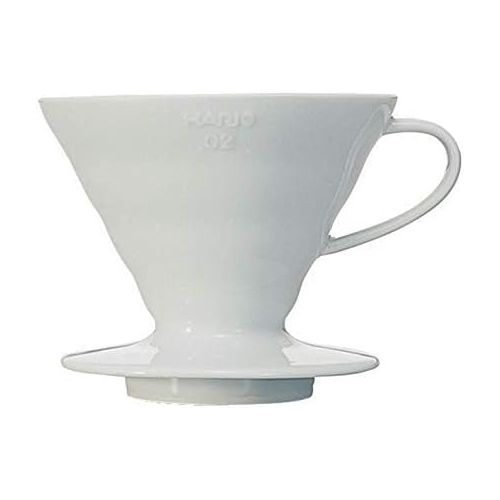  Hario V60 Ceramic Coffee Dripper Pour Over Cone Coffee Maker Size 02, White