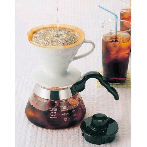  Hario V60 Ceramic Coffee Dripper Pour Over Cone Coffee Maker Size 02, White