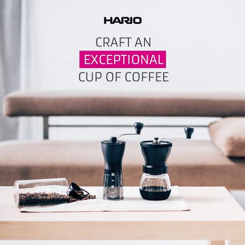  Hario Ceramic Coffee Mill, Mini Slim, Plus, Black
