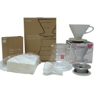 [아마존베스트]Hario V60 Coffee Pour Over Kit Bundle Set - Comes with Ceramic Dripper, Range Server Glass Pot, Measuring Spoon, and 100 Count Package of Hario 02W Coffee Filters