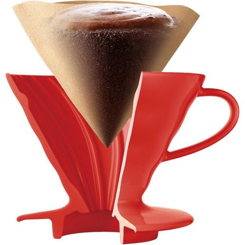  Hario V60 Ceramic Coffee Dripper Pour Over Cone Coffee Maker Size 01, Red