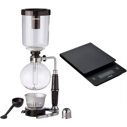  Hario Technica 3-Cup Coffee Siphon (360ml) with Drip Coffee Scale and Timer Bundle (2 Items)