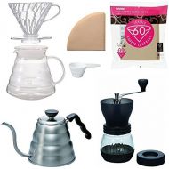 Hario V60 Kettle, Brewer Set, Coffee Mill & 100 Extra Filters - Package Set