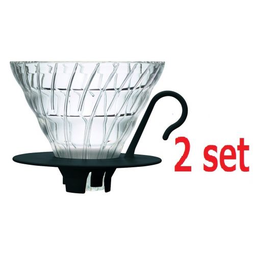  2 set Hario VDGN-02B V60 New Glass Coffee Dripper 02, Black 4-ounces