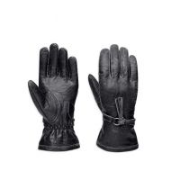 Harley-Davidson Womens Pierce Full-Finger Leather Gloves, Black 97372-18VW
