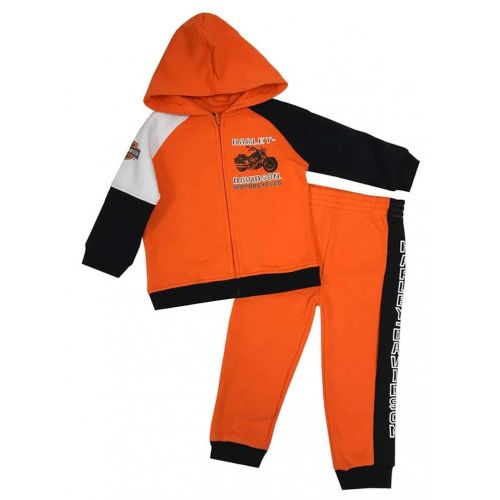  Harley-Davidson Baby Boys 2-Piece Fleece Jogger Set, Orange & Black 2063811