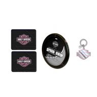 Harley-Davidson Harley Pink Bar & Shield Utility Floor Mats x 2 + Steering Wheel Cover and Bonus Keychain