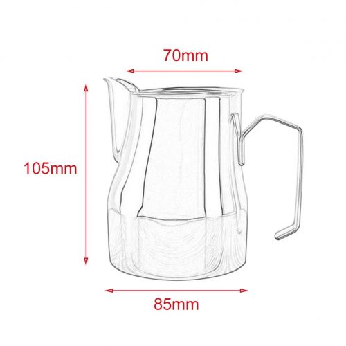  Harlls 【Frohes Jahr  ～】 Edelstahl-Krug Craft Aufschaeumen Krug Cappuccino Espresso Lattes Kaffee Milch-Pitcher Messbecher Kunst Zubehoer - Silber 550ml