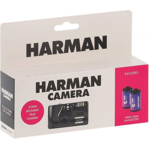  Harman Ilford Reusable Film Camera with Flash and Two Kentmere 400 35mm Film Rolls (36 Exposures)