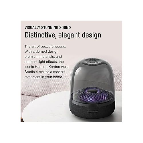  Harman Kardon Aura Studio 4 - Bluetooth Home Speaker - Superior Sound Performance - 5 Diamond-Effect Lighting Themes - Made with Recycled Materials