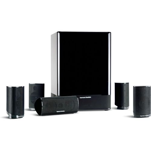  [아마존베스트]Harman Kardon HKTS-15 5.1 High-Performance, 6-Piece Home Theater Speaker System (Black Gloss) (Discontinued by Manufacturer)