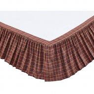 Harmony 1 Piece Burgundy Navy Khaki Plaid Pattern Bed Skirt Queen Size 16-Inch Drop, Luxury Red Blue Gingham Checkered Design Ruffled Bed Valance, Casual Cabin Style Bedskirt, Bright Color