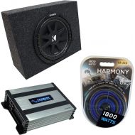 Harmony Audio Kicker Bundle Compatible with Universal Regular Standard Cab Truck C12 Comp Single 12 Sub Box Enclosure with Harmony HA-A400.1 Amplifier