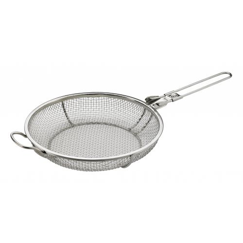  HIC Harold Import Co. Elizabeth Karmels Sizzlin Skillet Grill Pan and Vegetable Grill Basket, Stainless Steel, 11-Inch x 2.25-Inch