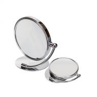 Harry D Koenig Round Double Sided Vanity Folding Stand Mirror Chrome 7x Magnified