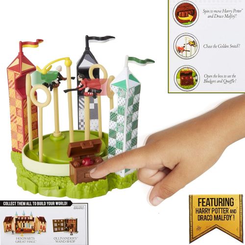  Harry Potter HARRY POTTER Quidditch Pitch Arena Mini Playset, Featuring HP and Draco Malfoy! Chase The Golden Snitch!